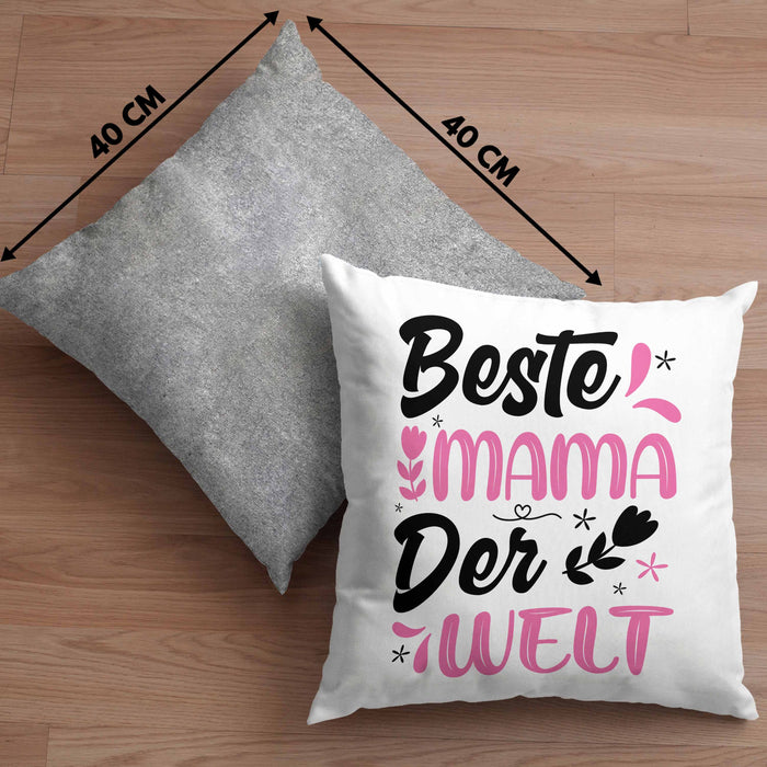 Mama Geschenk Kissen mit Füllung 40x40 Beste Mama Der Welt Geschenkidee Muttertagsgeschenk von Sohn Tochter (Grau) Grau Trendation