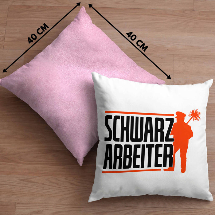 Lustiges Geschenk für Schornsteinfeger Spruch Geschenkdiee SchwarzarbeiterKissen mit Füllung 40x40 (Grau) Rosa Trendation