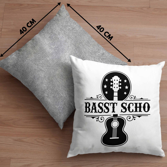 Bassist Kissen mit Füllung 40x40 Geschenk Bass-Spieler Geschenkidee Basst Scho Spruch (Grau) Grau Trendation