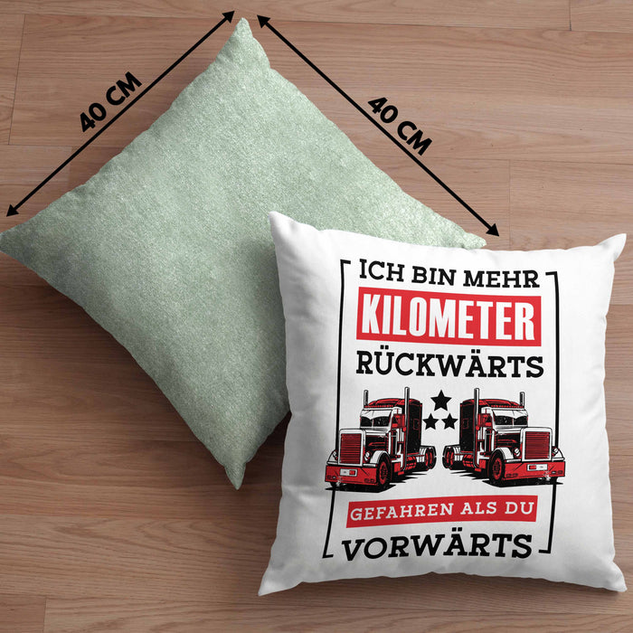 Lustige Kissen mit Füllung 40x40 LKW-Fahrer Geschenk Geschenkidee LKW Spruch (Grau) Grün Trendation