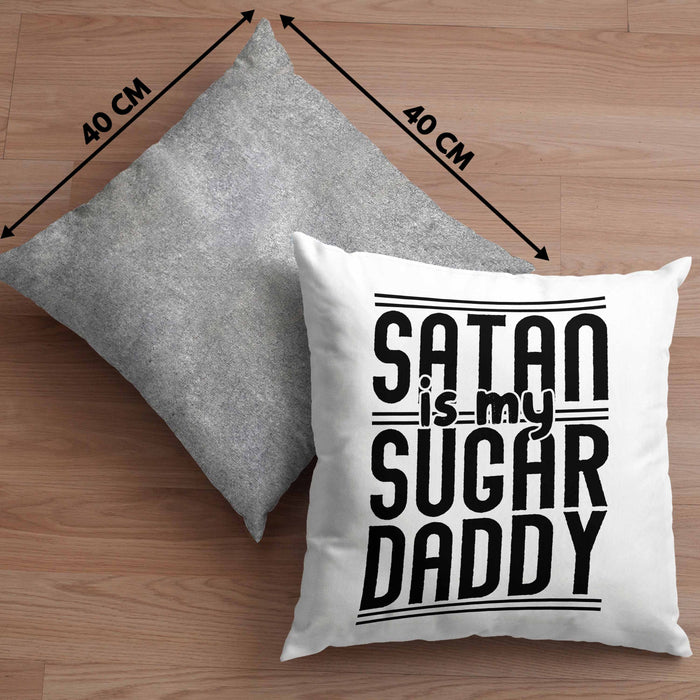 Satan Is My Sugar Daddy Geschenk Kissen mit Füllung 40x40 Satanisten (Grau) Grau Trendation