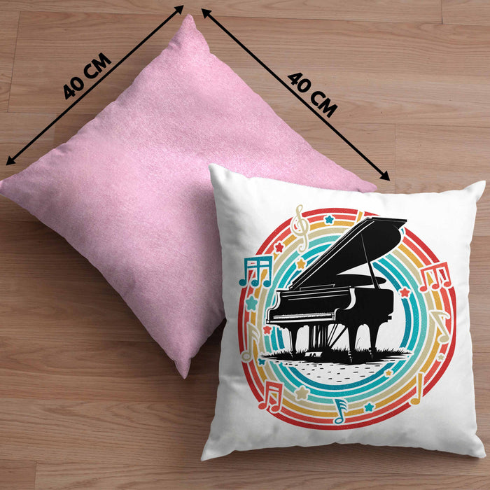 Piano-Spieler Kissen mit Füllung 40x40 Geschenk Klavier Geschenkidee Flügel Musiker (Grau) Rosa Trendation