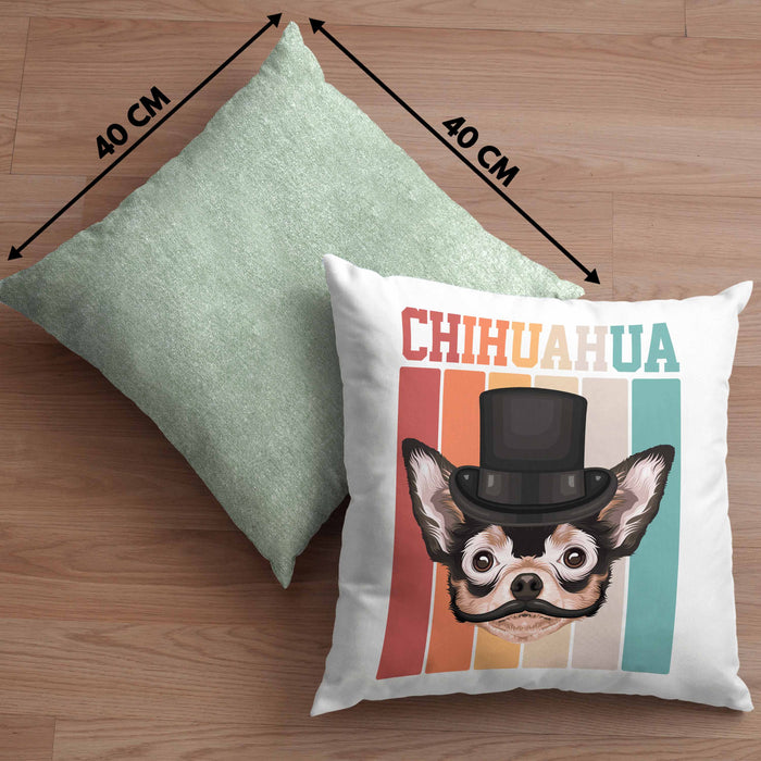 Chihuahua Besitzer Kissen mit Füllung 40x40 Geschenk Lustiger Spruch Geschenkidee Retro Vinatge Chihuahua (Grau) Grün Trendation