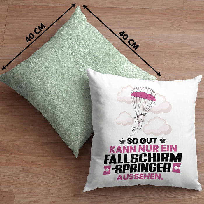 Fallschirmspringer Geschenk Kissen mit Füllung 40x40 So Gut Kann Nur Ein Fallschirmspringer Aussehen Geschenkidee (Grau) Grün Trendation