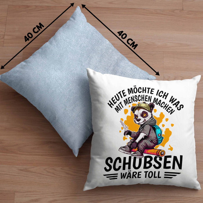 Lustige Kissen mit Füllung 40x40 Waschbär Heute Möchte Ich Was Mit Menschen Machen Schubsen Wäre Toll Sarkasmus Ironier Humor (Grau) Blau Trendation