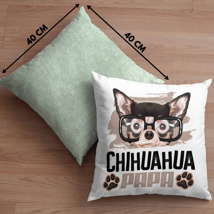 Chihuahua Papa Besitzer Kissen mit Füllung 40x40 Geschenk Lustiger Spruch Geschenkidee Chihuahua Liebhaber (Grau) Grün Trendation