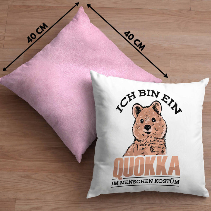 Lustige Kissen mit Füllung 40x40 Quokka-Motiv Geschenk für Quokka Liebhaber Menschen Kostüm (Grau) Rosa Trendation