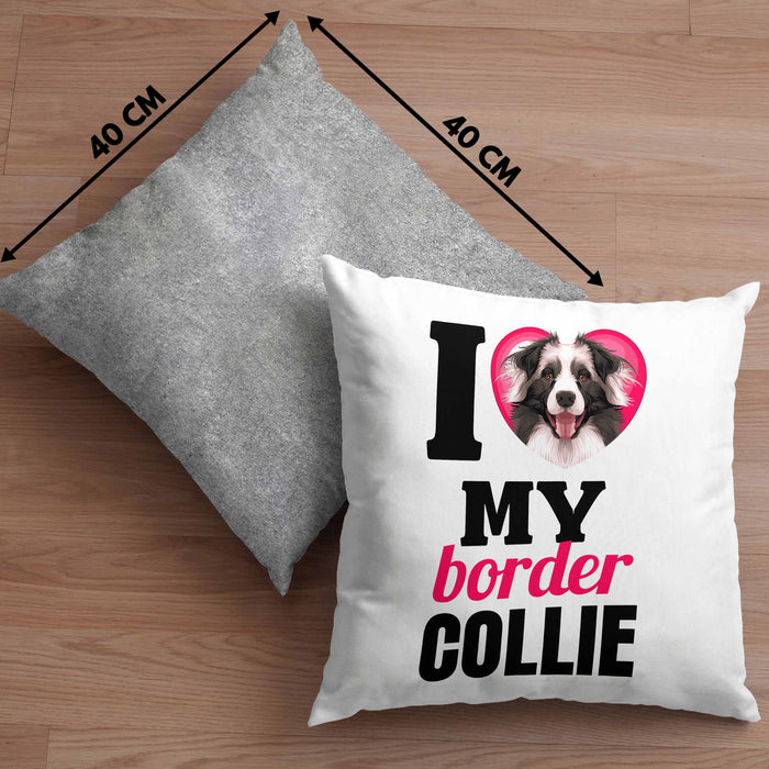 Border Collies Besitzerin Kissen mit Füllung 40x40 Geschenk Lustiger Spruch Geschenkidee I Love My Border Collies (Grau) Grau Trendation