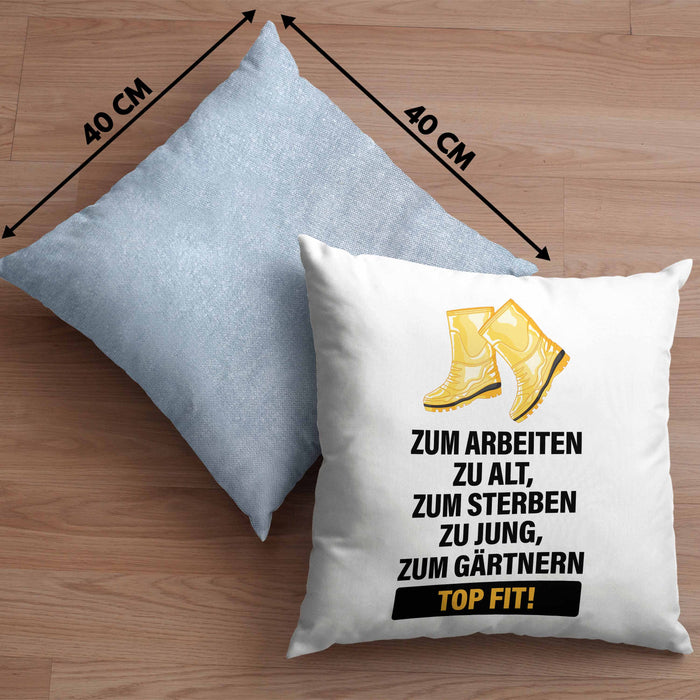 Gärtner Kissen mit Füllung 40x40 mit Spruch Garten Hobbygärtner Gärtner Geschenk Lustig Gärtnerin Geschenkidee (Grau) Blau Trendation