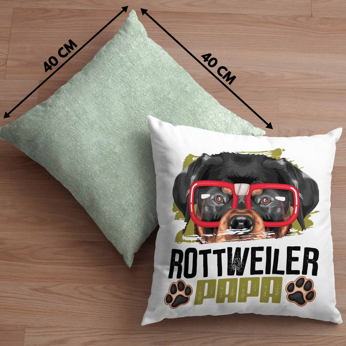 Rottweiler Papa Besitzer Kissen mit Füllung 40x40 Geschenk Lustiger Spruch Geschenkidee Rottweiler Liebhaber (Grau) Grün Trendation