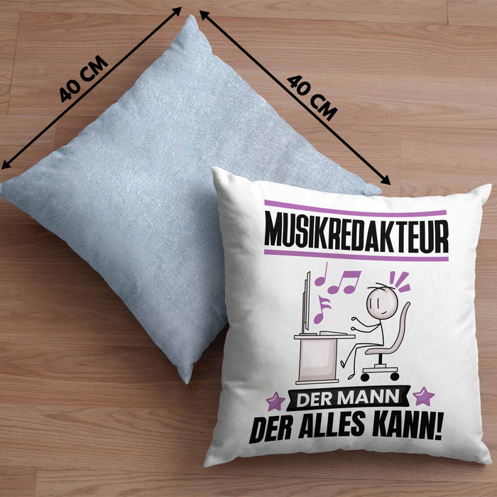 Musikredakteur Kissen mit Füllung 40x40 Geschenk für Musikredakteur Der Mann Der Alles Kann Geschenkidee zum Geburtstag (Grau) Blau Trendation