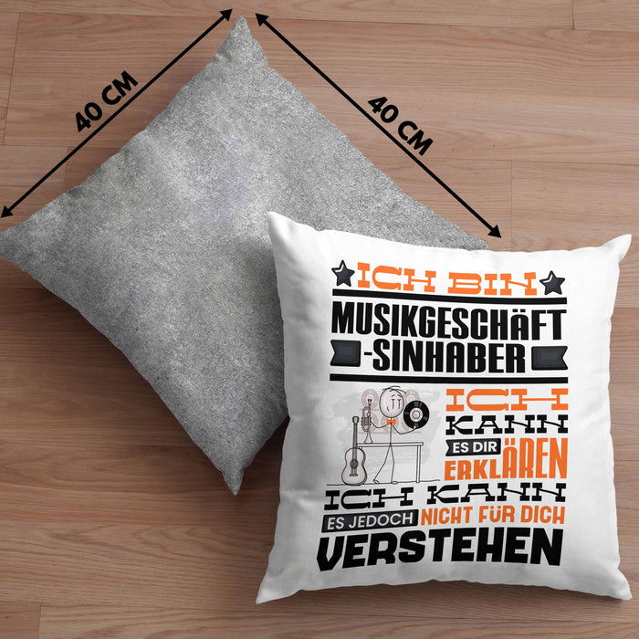 Musikgeschäftsinhaber Geschenk Kissen mit Füllung 40x40 Lustige Geschenkdiee für einen Musikgeschäftsinhaber Geburtstag Ich Bin Musikgeschäftsinhaber Ich Kann Es Dir Erklären Aber Nicht Für Dich Verstehen (Grau) Grau Trendation