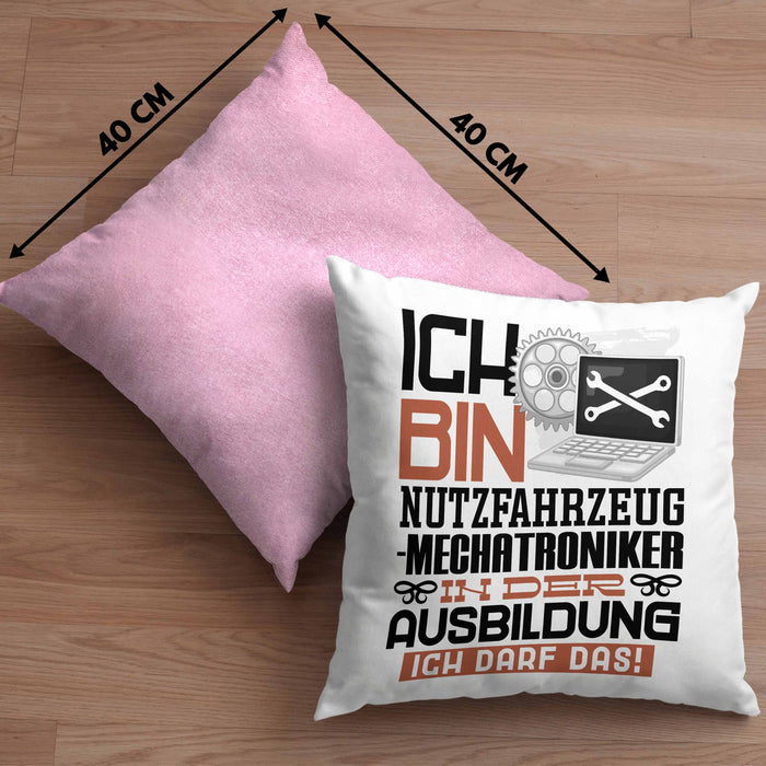 Nutzfahrzeugmechatroniker Ausbildung Kissen mit Füllung 40x40 Geschenk Ich Bin Nutzfahrzeugmechatroniker In Der Ausbildung Ich Darf Das Geschenkidee Spruch (Grau) Rosa Trendation