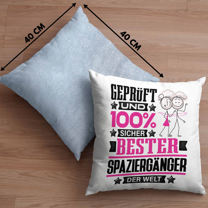 Spaziergänger Geschenk Lustiger Spruch für Spaziergänger Geschenkidee Bester Spaziergänger Der WeltKissen mit Füllung 40x40 (Grau) Blau Trendation