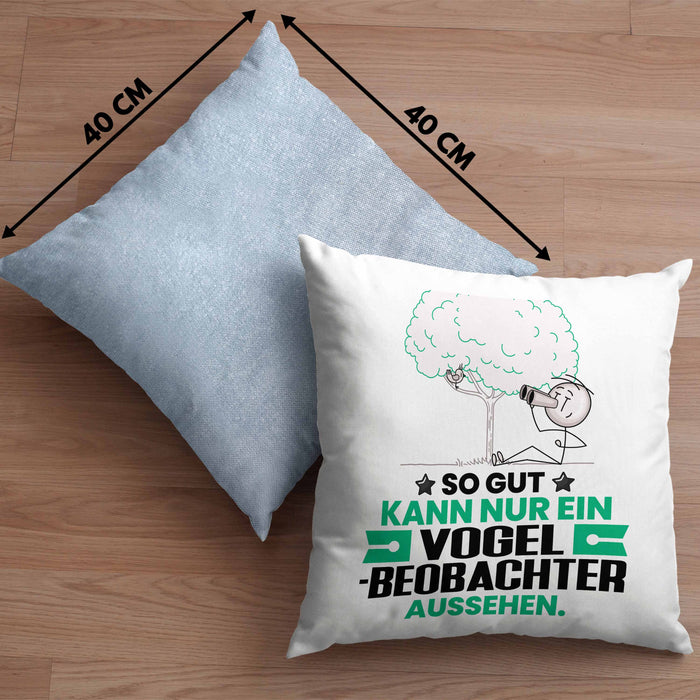 Vogelbeobachter Geschenk Kissen mit Füllung 40x40 So Gut Kann Nur Ein Vogelbeobachter Aussehen Geschenkidee (Grau) Blau Trendation