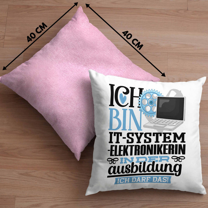 IT-Systemelektronikerin Ausbildung Start Geschenk Kissen mit Füllung 40x40 Ich Bin IT-Systemelektronikerin In Der Ausbildung Ich Darf Das Geschenkidee (Grau) Rosa Trendation