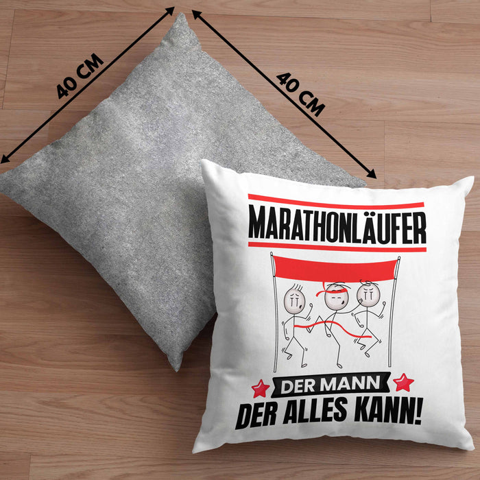 Marathonläufer Kissen mit Füllung 40x40 Geschenk für Marathonläufer Der Mann Der Alles Kann Geschenkidee zum Geburtstag (Grau) Grau Trendation