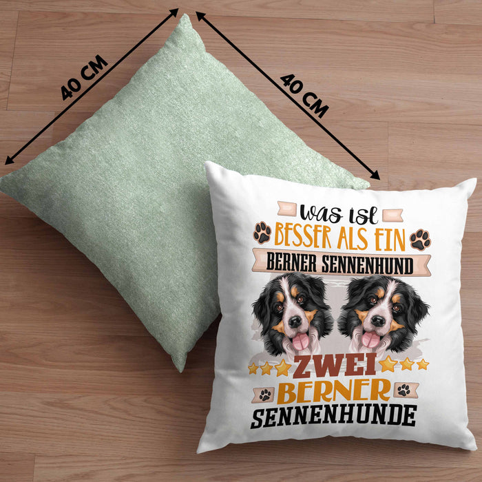 Berner Sennenhund Besitzer Kissen mit Füllung 40x40 Geschenk Lustiger Spruch Geschenkidee Was Ist Besser Als Ein Berner Sennenhund (Grau) Grün Trendation
