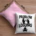 Yoga Kissen mit Füllung 40x40 Geschenk für Yogalehrer Männer Geschenkidee Problem und Lösung Yoga (Grau) Rosa Trendation