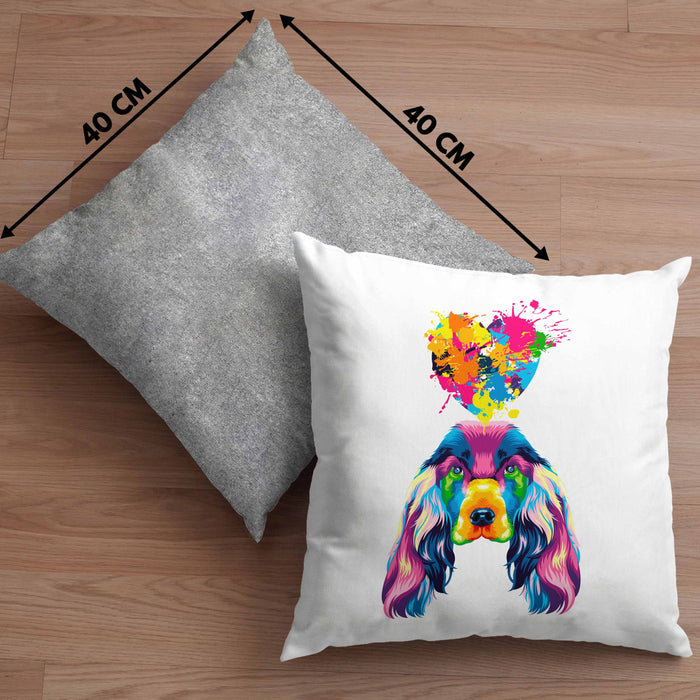 Cocker Spaniel Herz Farbe Besitzer Kissen mit Füllung 40x40 Geschenk Lustiger Spruch Geschenkidee Cocker Spaniel Liebhaber (Grau) Grau Trendation