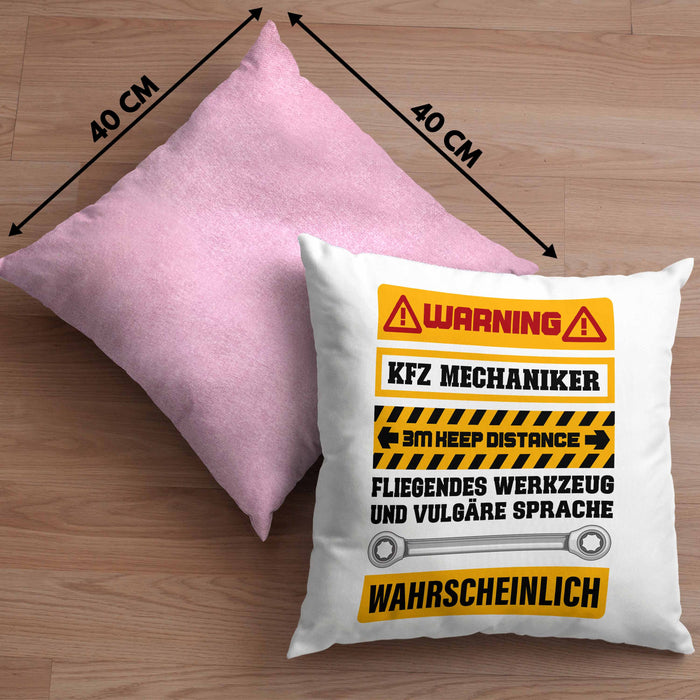 KFZ Mechaniker Kissen mit Füllung 40x40 Geschenk Lustig Spruch Geschenkidee Mechaniker Lustig (Grau) Rosa Trendation