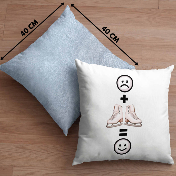 Eiskunstlauf Kissen mit Füllung 40x40 Geschenk für Eiskunstläuferin :( + Eiskunstlauf = :) Lustige Geschenkidee Geburtstag (Grau) Blau Trendation