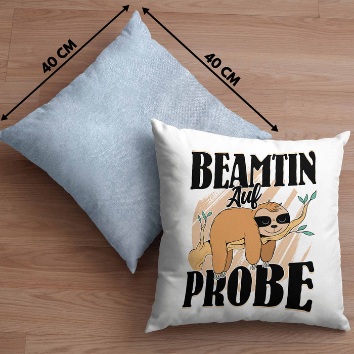 Beamtin Auf Probe Kissen mit Füllung 40x40 Geschenk Faultier Geschenkidee (Grau) Blau Trendation