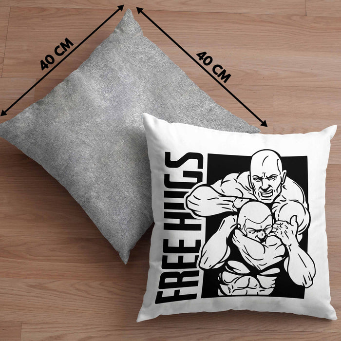 MMA-Kissen mit Füllung 40x40 Geschenk für MMA-Kämpfer Geschenkidee Free Hugs (Grau) Grau Trendation