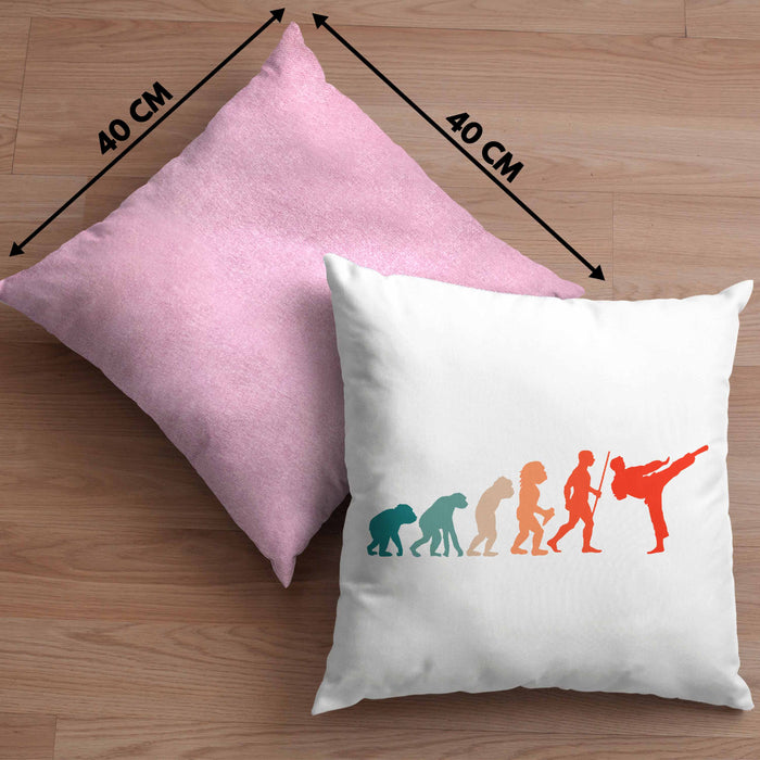 Karate-Kissen mit Füllung 40x40 Geschenk Kampfsport-Fans Jiu Jitsu Geschenkidee Evolution (Grau) Rosa Trendation