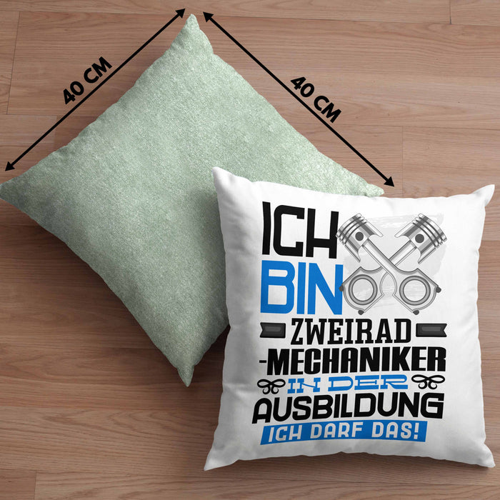 Zweiradmechaniker Ausbildung Kissen mit Füllung 40x40 Geschenk Ich Bin Zweiradmechaniker In Der Ausbildung Ich Darf Das Geschenkidee Spruch (Grau) Grün Trendation
