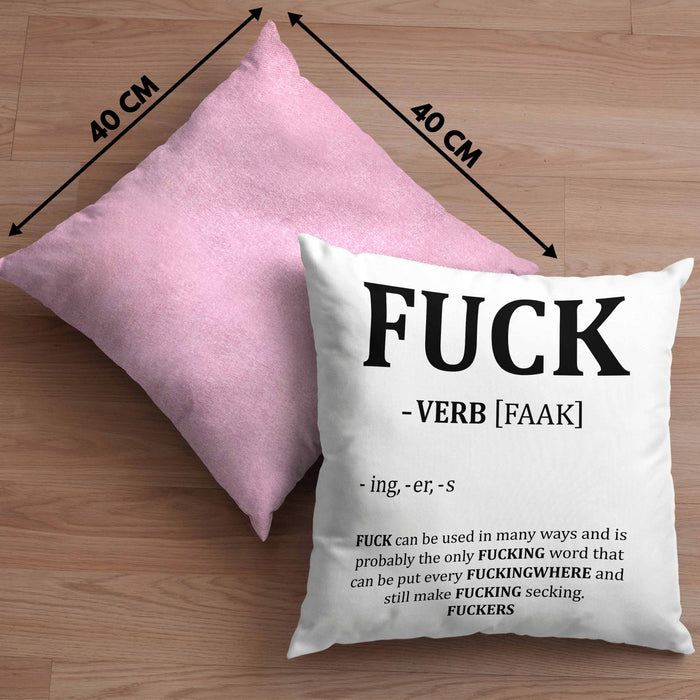 F*** Kissen mit Füllung 40x40 Geschenk Schimpfwort 18+ Geschenkidee Männer Frauen Arbeitskollege Geschenkidee (Grau) Rosa Trendation