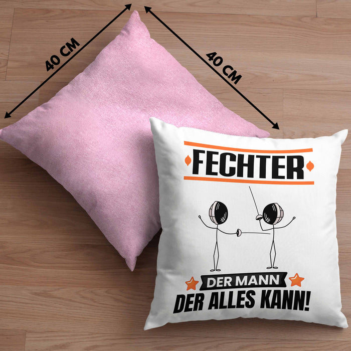 Fechter Kissen mit Füllung 40x40 Geschenk für Fechter Der Mann Der Alles Kann Geschenkidee zum Geburtstag (Grau) Rosa Trendation