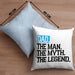 Kissen mit Füllung 40x40 für Vater Lustig "Dad The Man The Myth The Legend" Vatertag Spruch Geschenkidee (Grau) Blau Trendation