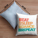 Lustige Tänzer Kissen mit Füllung 40x40 Geschenk für Tanzbegeisterte Tanzlehrer Grafik Eat Sleep Dance Repeat (Grau) Blau Trendation