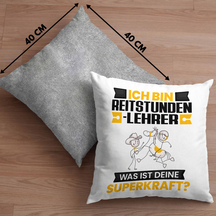 Reitstundenlehrer Kissen mit Füllung 40x40 Geschenk für Reitstundenlehrer Geburtstag Lustiger Spruch Was Ist Deine Superkraft (Grau) Grau Trendation
