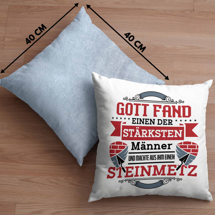 Steinmetz Kissen mit Füllung 40x40 Geschenk Spruch Geschenkidee Spruch (Grau) Blau Trendation