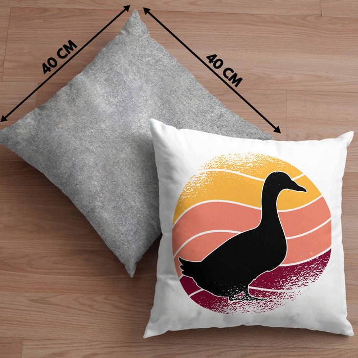 Ente Geschenk Vintage Kissen mit Füllung 40x40 Geschenk Retro Bauernhof Enten (Grau) Grau Trendation