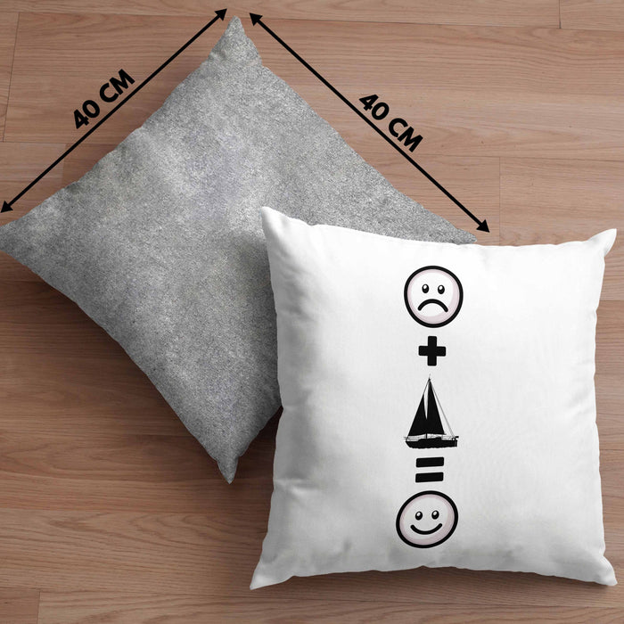 Segeln Kissen mit Füllung 40x40 Geschenk für Segler Windsegeln Boot :( + Segeln = :) Lustige Geschenkidee Geburtstag (Grau) Grau Trendation