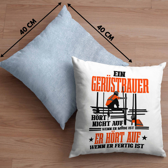 Kissen mit Füllung 40x40 für Gerüstbauer Geschenk Spuch Männer Gerüstbau (Grau) Blau Trendation
