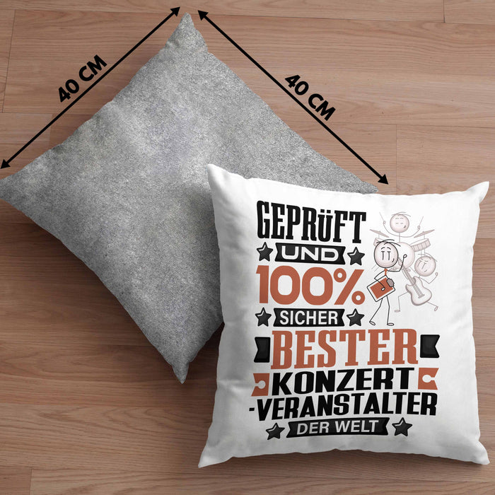 Konzertveranstalter Geschenk Lustiger Spruch für Konzertveranstalter Geschenkidee Bester Konzertveranstalter Der WeltKissen mit Füllung 40x40 (Grau) Grau Trendation