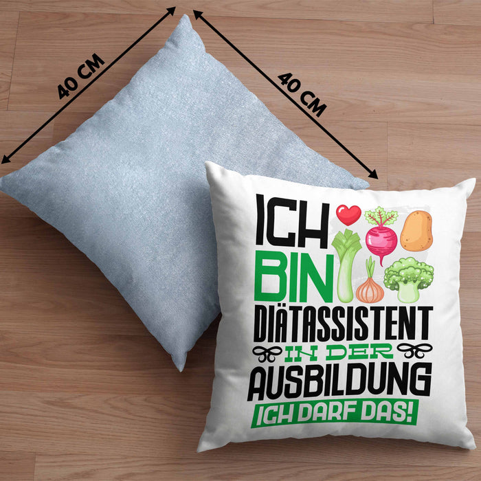Diätassistent Ausbildung Kissen mit Füllung 40x40 Geschenk Ich Bin Diätassistent In Der Ausbildung Ich Darf Das Geschenkidee Spruch (Grau) Blau Trendation