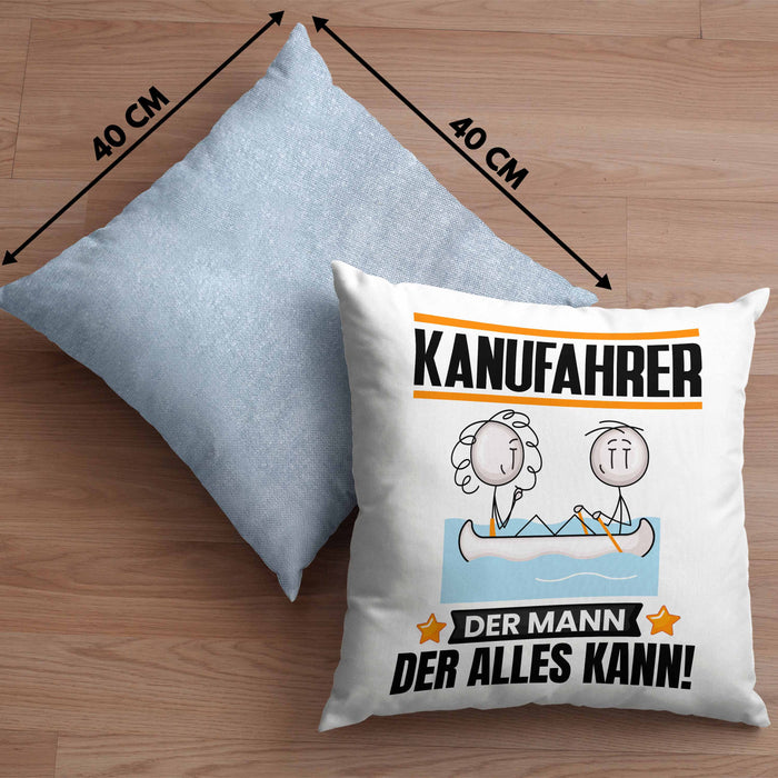 Kanufahrer Kissen mit Füllung 40x40 Geschenk für Kanufahrer Der Mann Der Alles Kann Geschenkidee zum Geburtstag (Grau) Blau Trendation