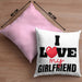 I Love My Girlfriend Kissen mit Füllung 40x40 Geschenk für Freund Beziehung Liebe Geschenkidee (Grau) Rosa Trendation