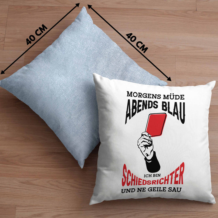 Schiedsrichter Kissen mit Füllung 40x40 Geschenk für Schiedsrichter mit Spruch (Grau) Blau Trendation