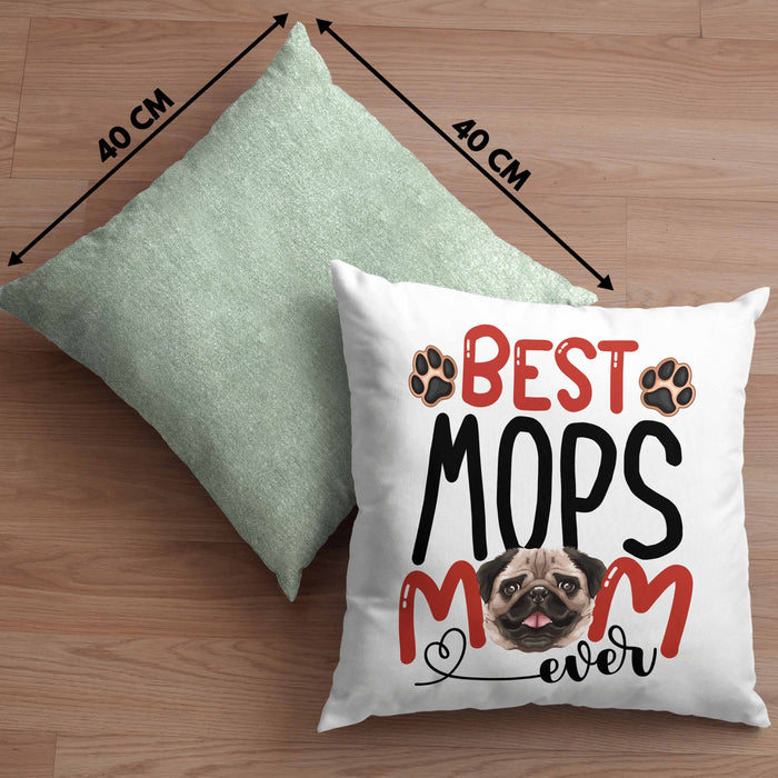 Mops Mom Besitzerin Kissen mit Füllung 40x40 Geschenk Lustiger Spruch Geschenkidee Besitzerin Mops Mama (Grau) Grün Trendation