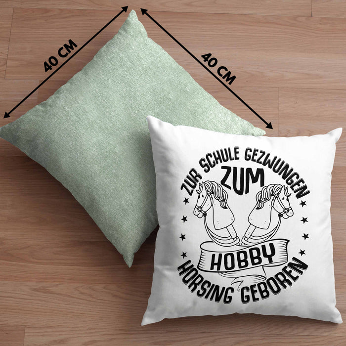 Hobbyhorse Kissen mit Füllung 40x40 Geschenk Hobby-Horsing Geschenkidee Mädchen (Grau) Grün Trendation