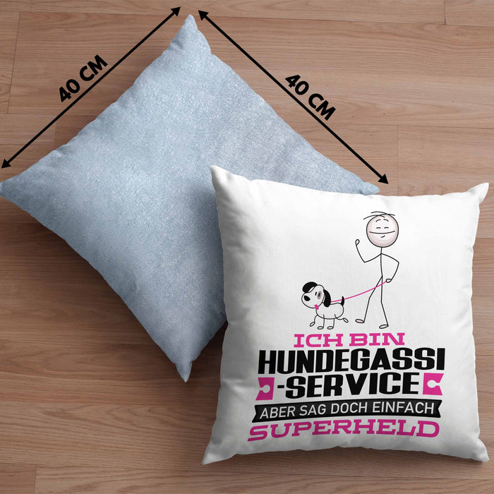 Hundegassi-Service Geschenk Kissen mit Füllung 40x40 Ich Bin Hundegassi-Service Aber Sag Doch Einfach Superheld Lustige Geschenkdiee für Hundegassi-Service (Grau) Blau Trendation