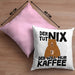 Kaffee-Liebhaber Geschenk Kissen mit Füllung 40x40 Geschenkidee für Kollegen Der Tut Nix Der Will Nur Kaffee trinken (Grau) Rosa Trendation