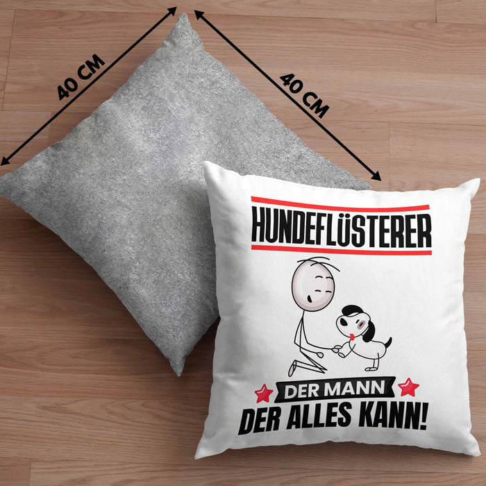 Hundeflüsterer Kissen mit Füllung 40x40 Geschenk für Hundeflüsterer Der Mann Der Alles Kann Geschenkidee zum Geburtstag (Grau) Grau Trendation