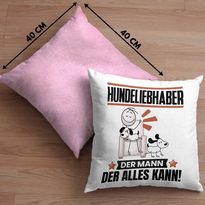 Hundeliebhaber Kissen mit Füllung 40x40 Geschenk für Hundeliebhaber Der Mann Der Alles Kann Geschenkidee zum Geburtstag (Grau) Rosa Trendation